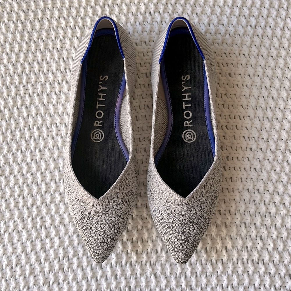 🦄 Rothy’s “The Point” Metallic Pearl  **Retired** Flats | $150 | Size 8.5